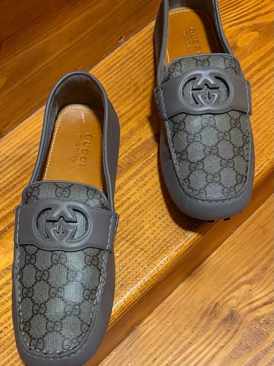 Gucci Men\'s Gray GG Monogram Leather Driving Loafers             size: GUCCI 13 main image 5